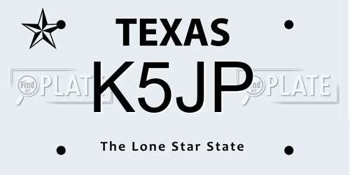 K5JP Texas License Plate