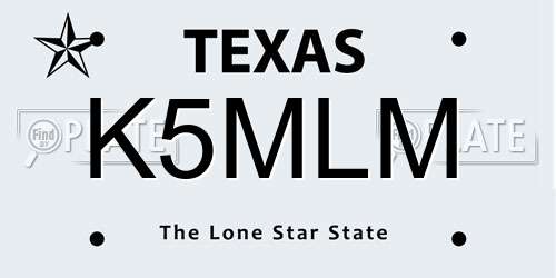 K5MLM Texas License Plate