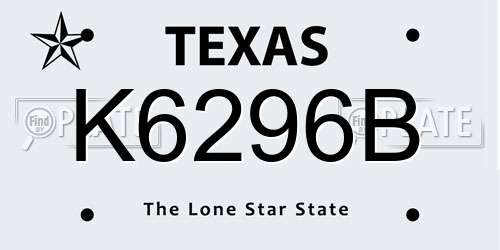 K6296B Texas License Plate