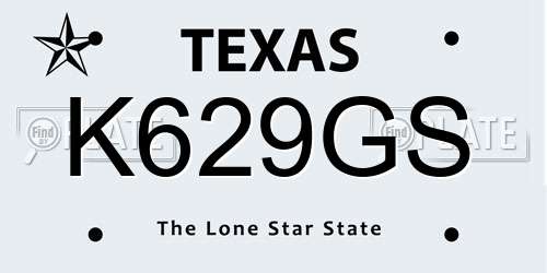 K629GS Texas License Plate