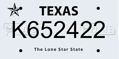 K652422 Texas License Plate
