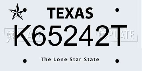 K65242T Texas License Plate