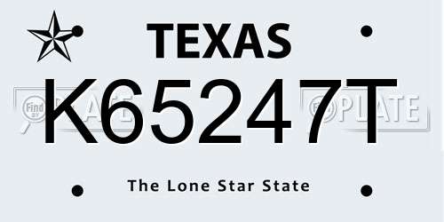 K65247T Texas License Plate