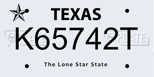 K65742T Texas License Plate