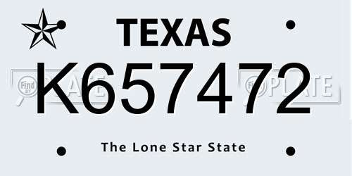 K657472 Texas License Plate