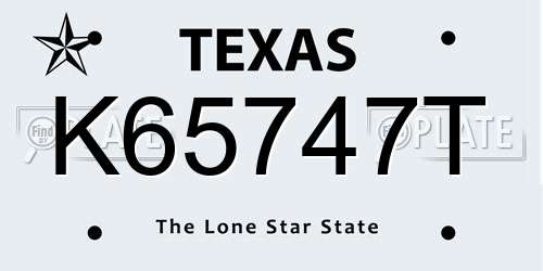 K65747T Texas License Plate