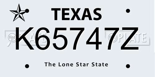 K65747Z Texas License Plate