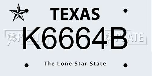 K6664B Texas License Plate