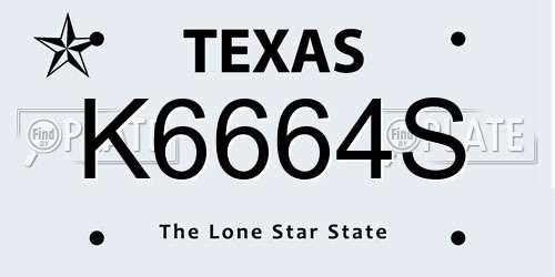 K6664S Texas License Plate