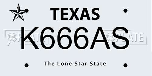 K666AS Texas License Plate