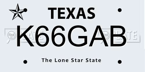 K66GAB Texas License Plate