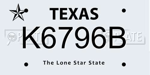 K6796B Texas License Plate