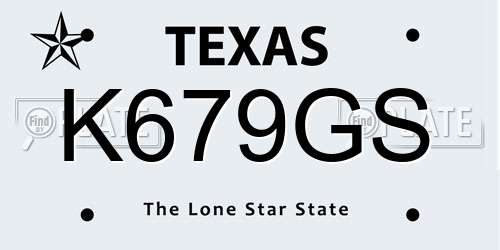 K679GS Texas License Plate
