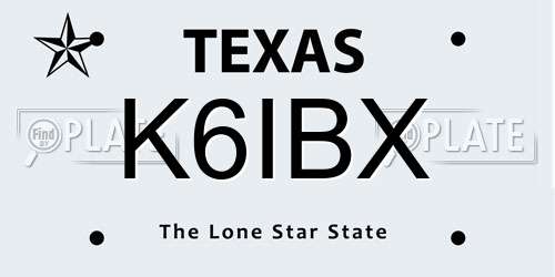 K6IBX Texas License Plate