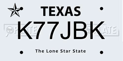 K77JBK Texas License Plate