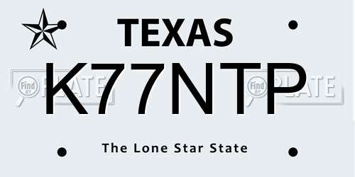 K77NTP Texas License Plate