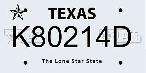 K80214D Texas License Plate