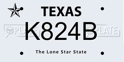 K824B Texas License Plate