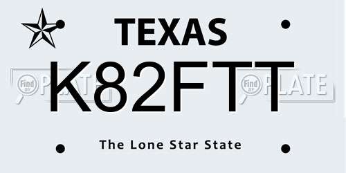 K82FTT Texas License Plate