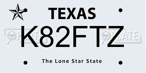 K82FTZ Texas License Plate