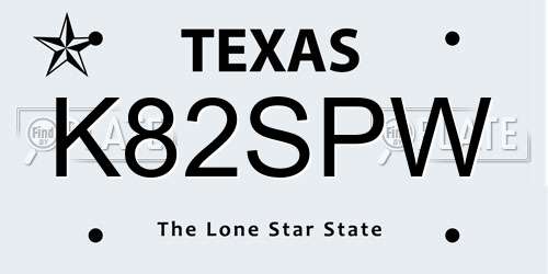 K82SPW Texas License Plate