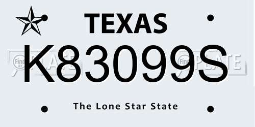 K83099S Texas License Plate