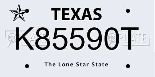 K85590T Texas License Plate