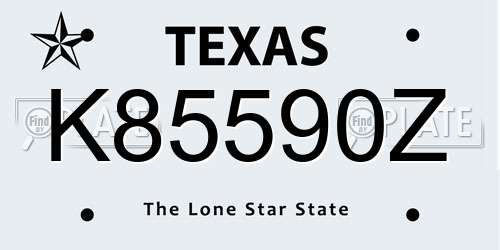 K85590Z Texas License Plate