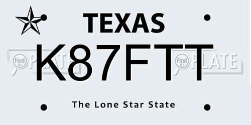 K87FTT Texas License Plate