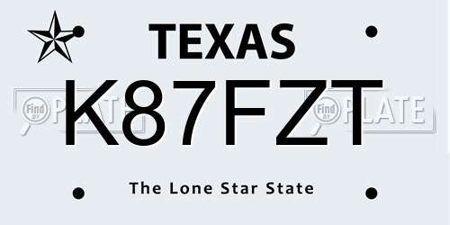 K87FZT Texas License Plate