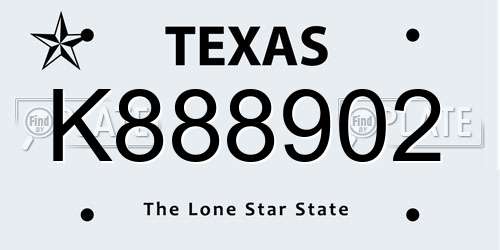 K888902 Texas License Plate