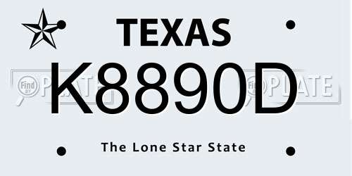 K8890D Texas License Plate
