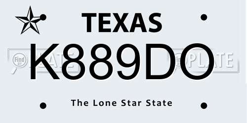 K889DO Texas License Plate