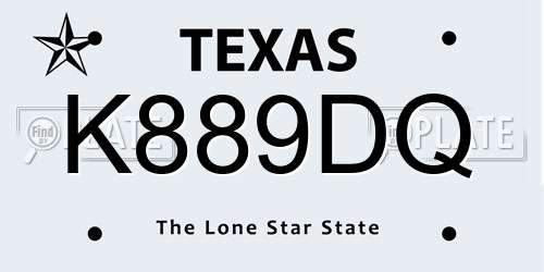 K889DQ Texas License Plate