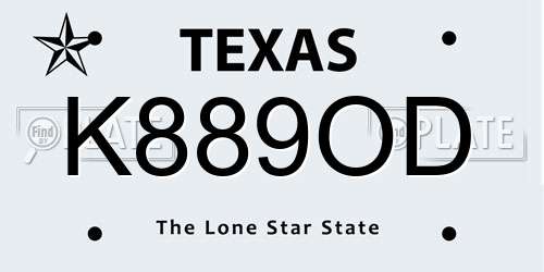 K889OD Texas License Plate
