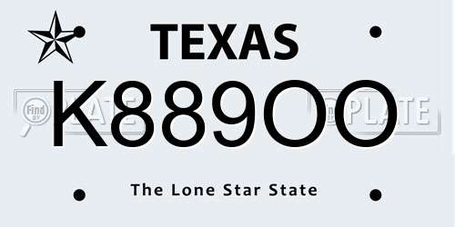 K889OO Texas License Plate