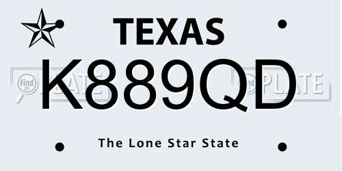 K889QD Texas License Plate