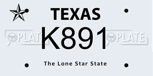 K891 Texas License Plate