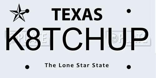 K8TCHUP Texas License Plate