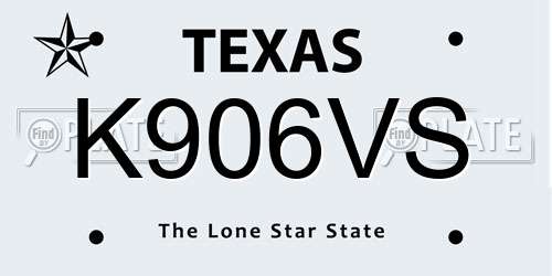 K906VS Texas License Plate