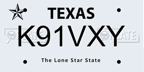 K91VXY Texas License Plate
