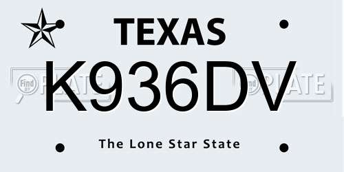 K936DV Texas License Plate