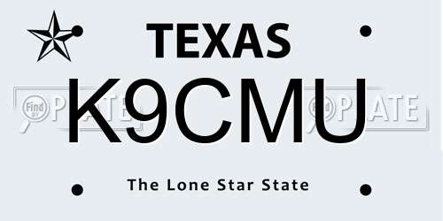 K9CMU Texas License Plate