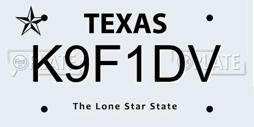 K9F1DV Texas License Plate