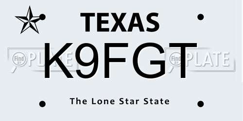 K9FGT Texas License Plate