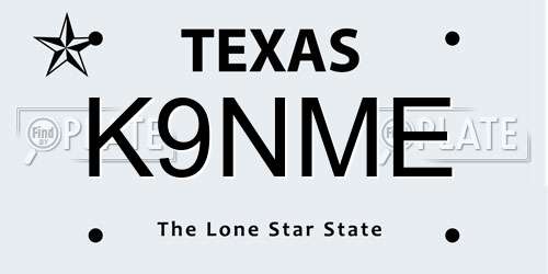 K9NME Texas License Plate