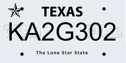 KA2G302 Texas License Plate