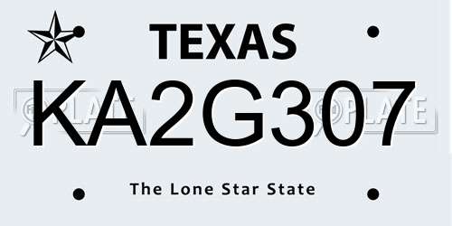 KA2G307 Texas License Plate