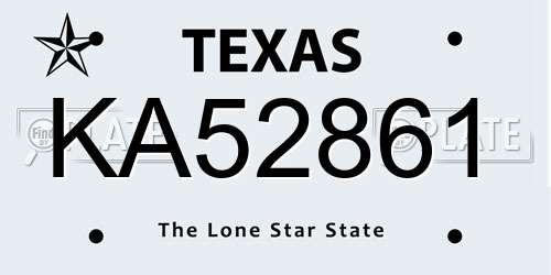 KA52861 Texas License Plate