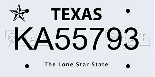 KA55793 Texas License Plate